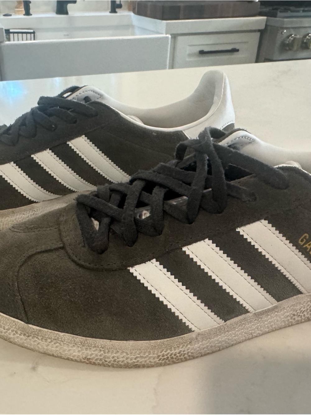 adidas Men’s Suede Sneakers in Black with White Stripes